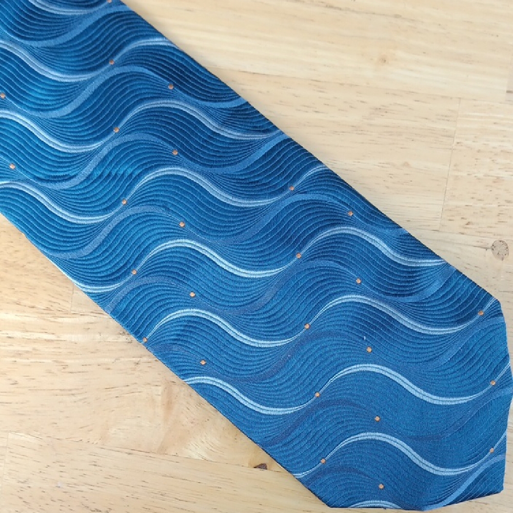 Massimo Bizzocchi Elegant Blue Wave Pattern Tie - image 1
